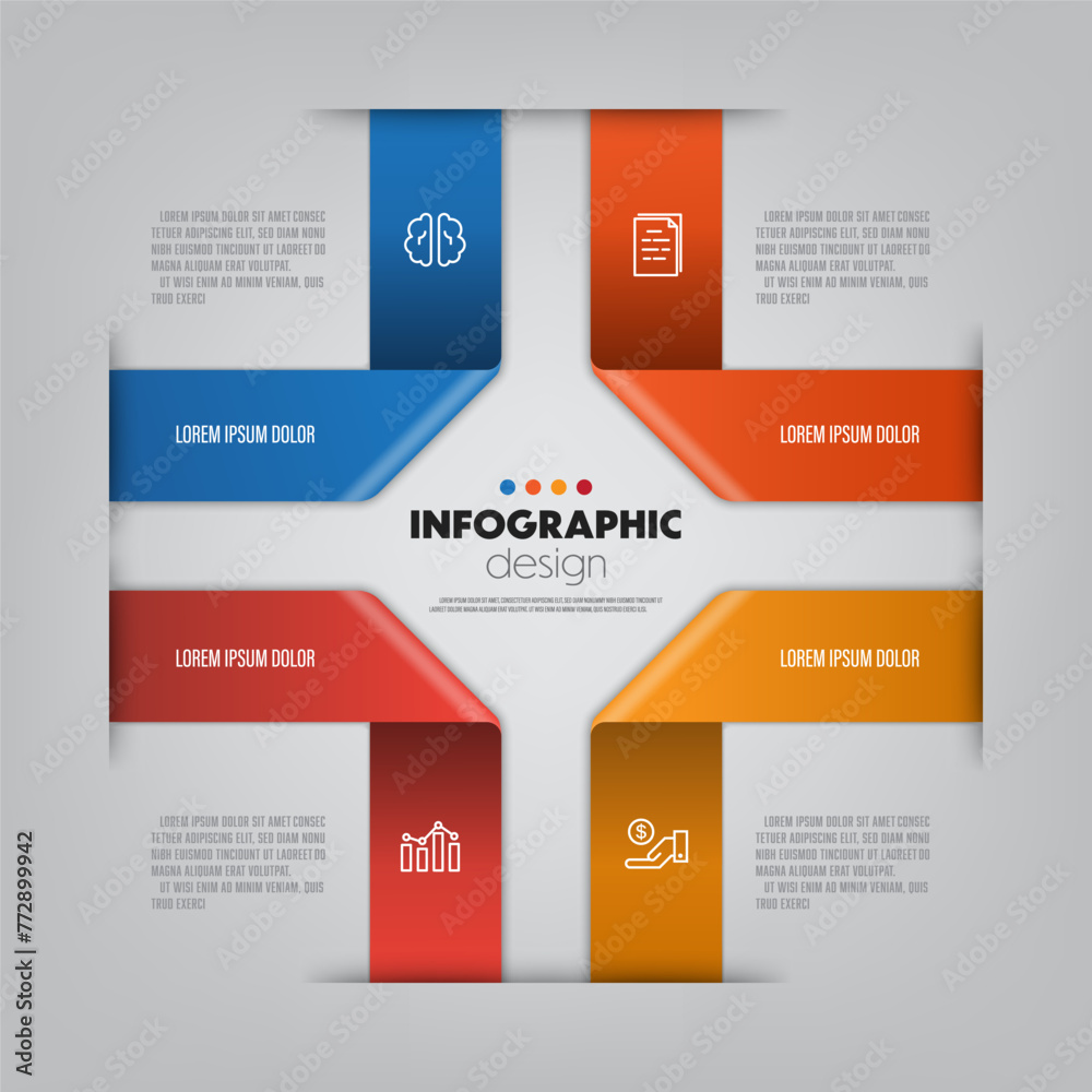 Vector infographic ribbon template diagrame. Business concept 4 step for presentation. Vector infographic ribbon template diagrame. Business concept 4 step for presentation.
