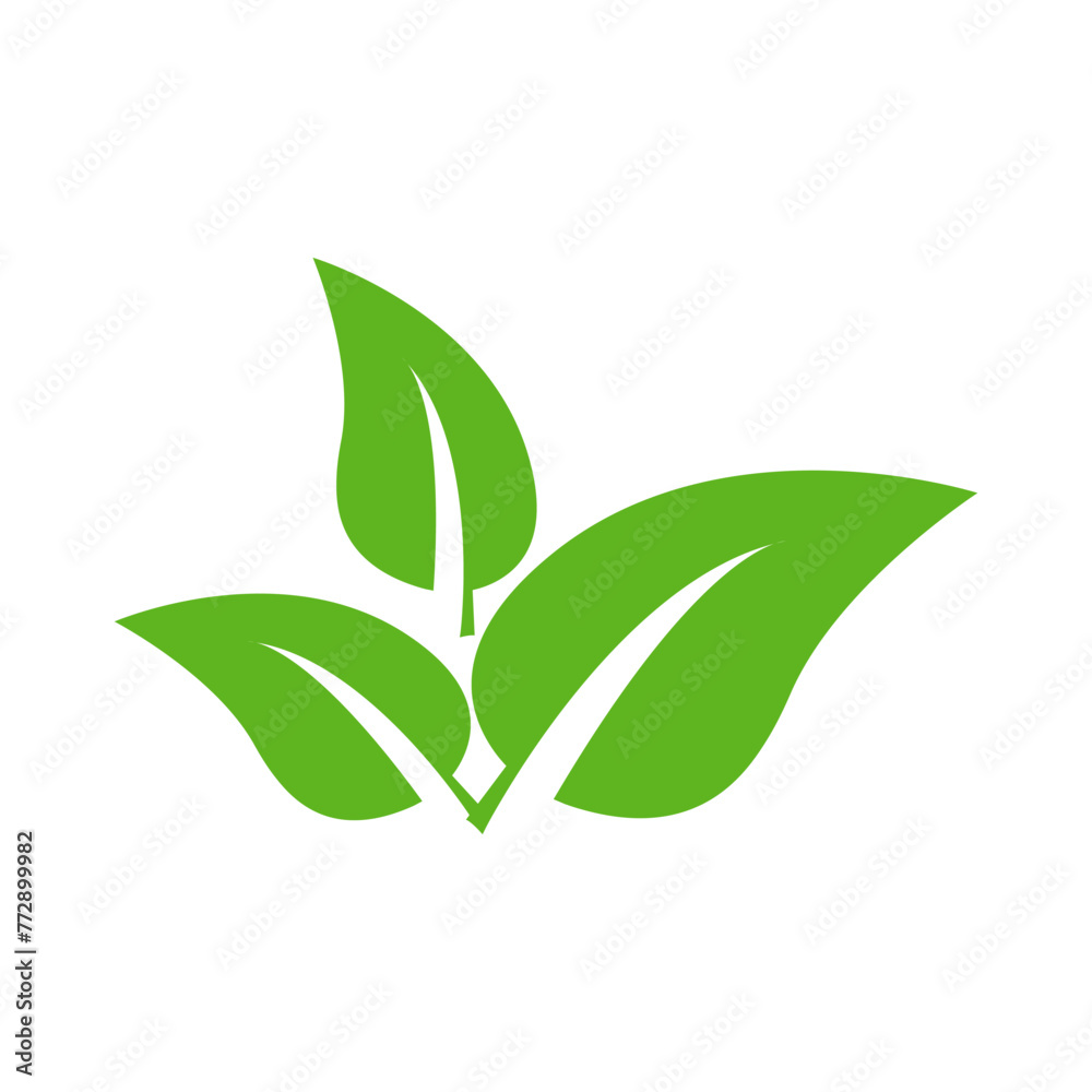 Set of isolated green leaf icons on white background. Abstract natural leaf icons. Elements. Vector illustration. Set of isolated green leaf icons on white background. Abstract natural leaf icons. Elements. Vector illustration.