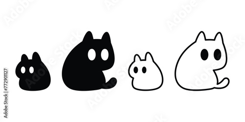 cat vector icon black kitten white neko calico pet cartoon character munchkin doodle illustration clip art symbol isolated design