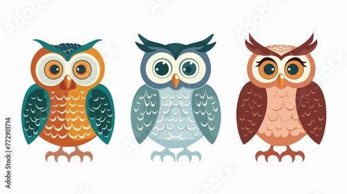 Cute owl bird Vector Flat vector isolated on white background