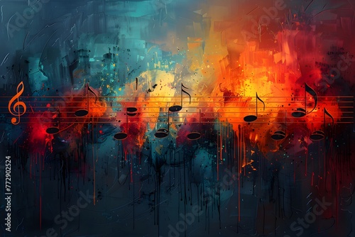 Abstract Painting With Music Notes