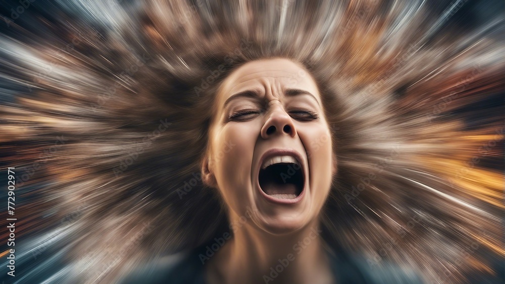 Inner Scream Generative AI. Portrait individual in pain, stress, depression, anxiety ...