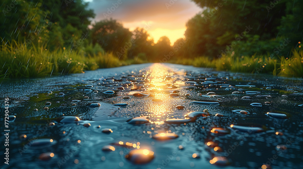 Fototapeta premium Road after rain.