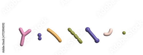3d render single different probiotics. Volume simple illustration for Medicine or dietary supplements for gastrointestinal health. Bifidobacterium, lactobacillus, streptococcus thermophilus,