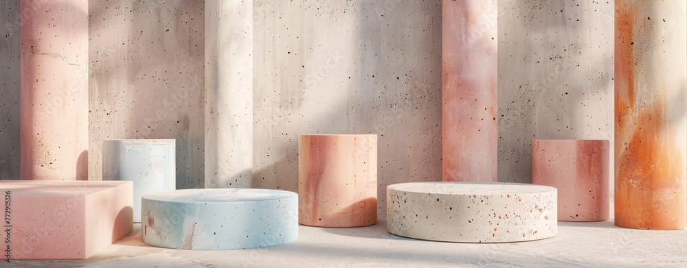 Pink and Blue Cement Blocks A Modern Take on Traditional Materials Generative AI Pink and Blue Cement Blocks A Modern Take on Traditional Materials Generative AI