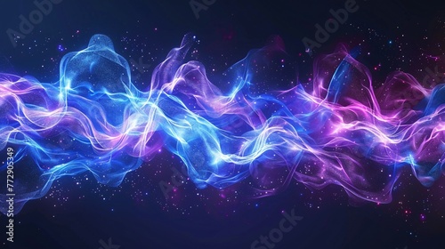 Purple and Blue Neon Waves in Space Generative AI