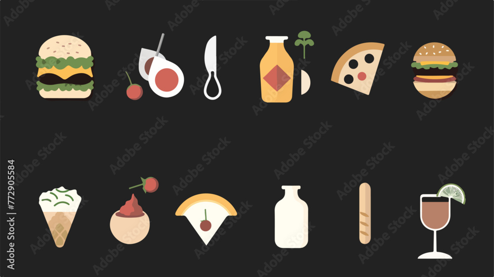 Food symbol on dark backgroundclean vector Flat vector