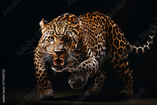 a leopard with black background