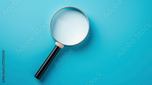 a magnifying glass on a blue background
