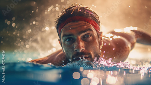 a man swimming in water © Ecaterina