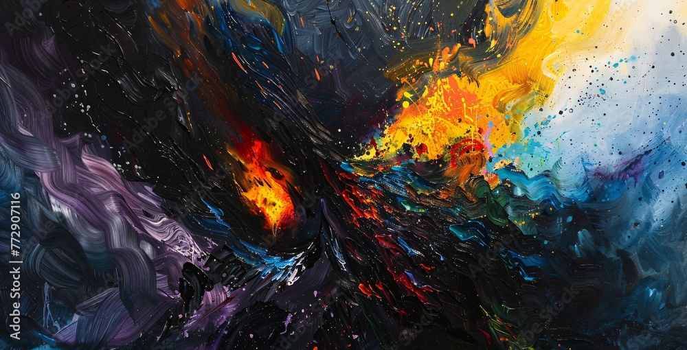 Colorful Chaos A Vibrant Painting of a Firework Display Generative AI