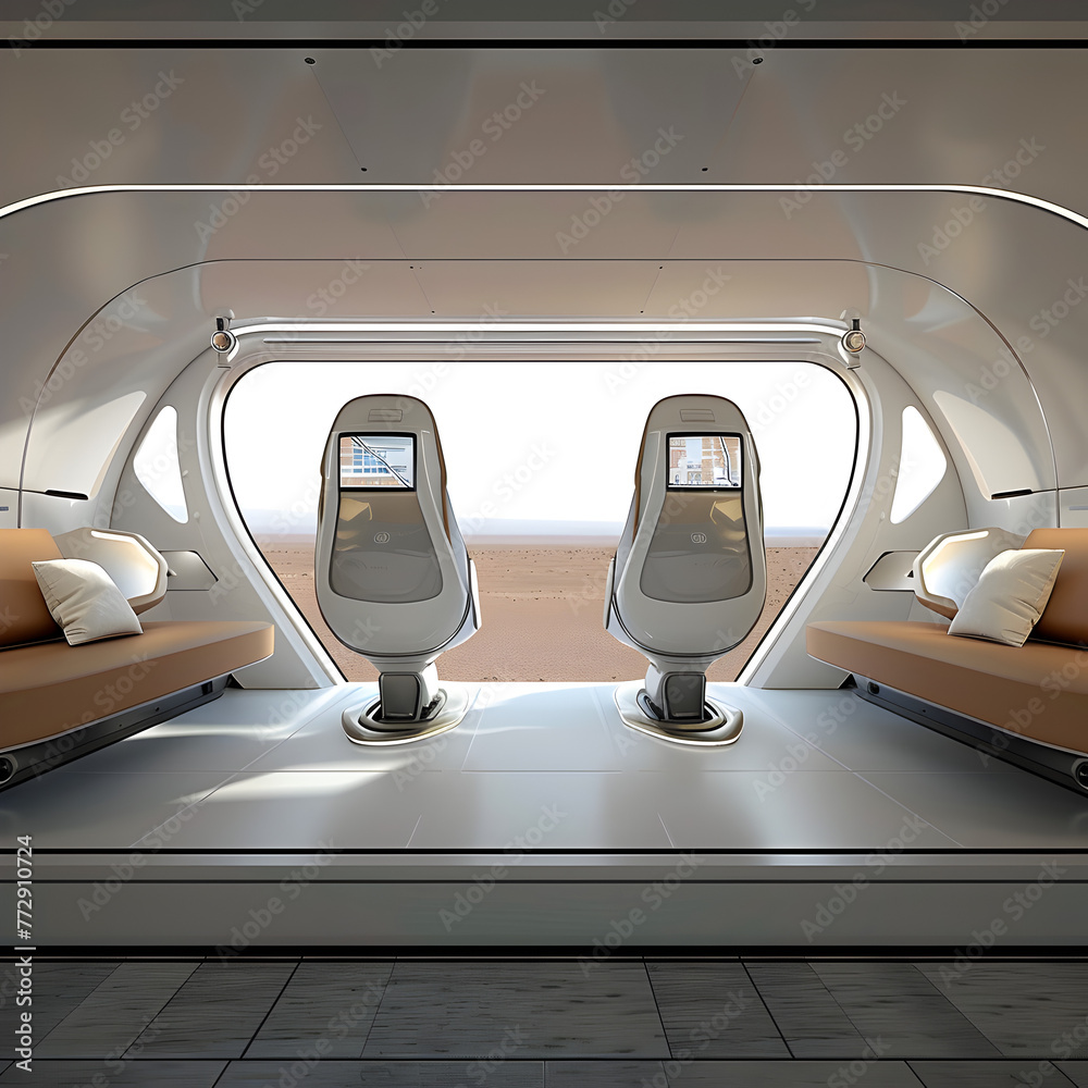 interior design of a hyperloop tube with no windows on the wall and an ...