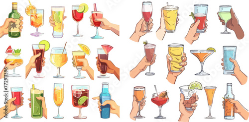 Hands hold alcoholic drinks