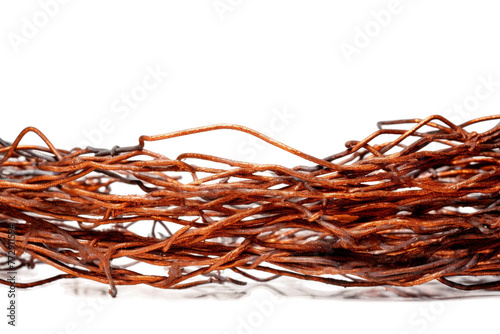Stack of Brown Leather Cords on White Background. On a White or Clear Surface PNG Transparent Background..