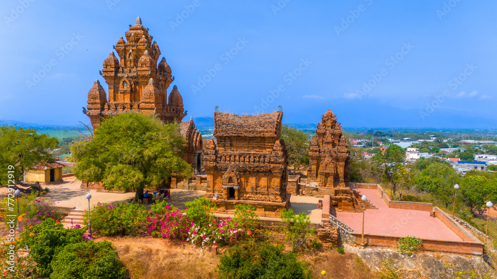 Aerial view of Cham towers, Po Klong Garai, Ninh Thuan province, Vietnam. Aerial view of Cham towers, Po Klong Garai, Ninh Thuan province, Vietnam.