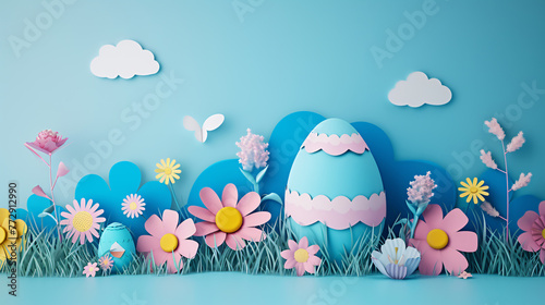 a paper cut out of eggs and flowers