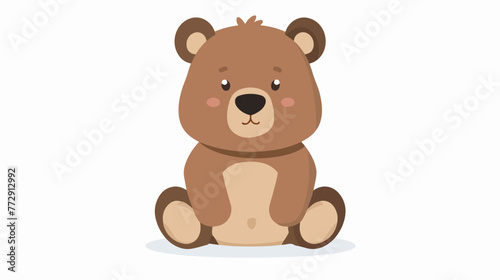 Isolated sitting bear kawaii. Emoji of a bear  Vector