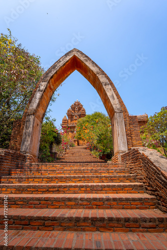 Aerial view of Cham towers, Po Klong Garai, Ninh Thuan province, Vietnam. photo