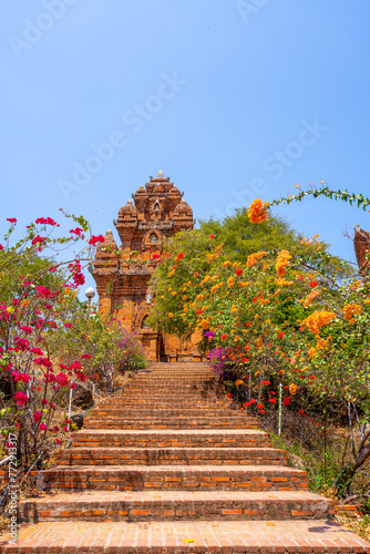 Aerial view of Cham towers, Po Klong Garai, Ninh Thuan province, Vietnam. photo