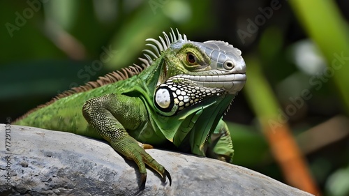 Small Green Iguana Closeup