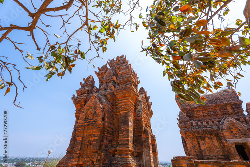 Aerial view of Cham towers, Po Klong Garai, Ninh Thuan province, Vietnam. photo