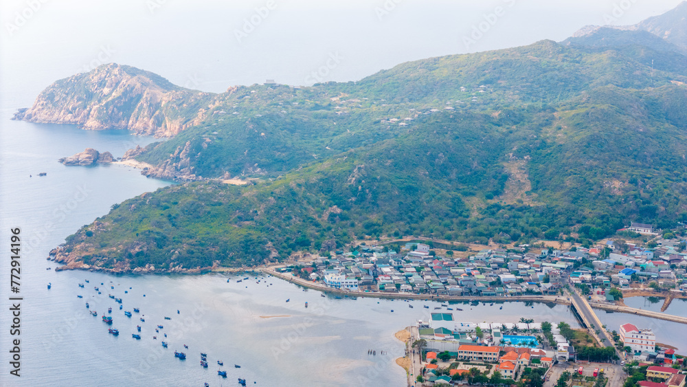 Obraz premium Aerial view of Vinh Hy bay, Nui Chua national park, Ninh Thuan province, Vietnam