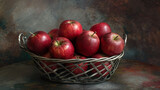 Zbliżenie na koszyk zapełniony czerwonymi jabłuszkami