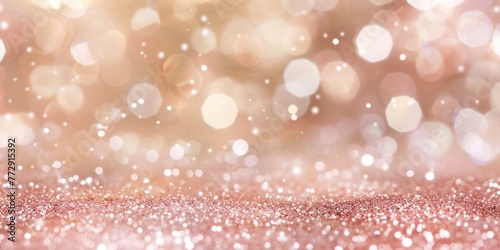 Detailed view of a shimmering rose gold glitter background