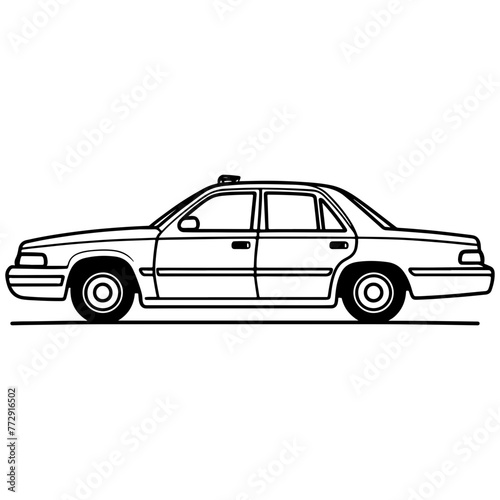 Taxi cab, simple vector svg illustration, black monoline, isolated on white background