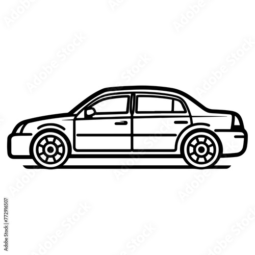 Taxi cab, simple vector svg illustration, black monoline, isolated on white background © chayantorn