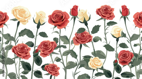 Roses background Flat vector isolated on white background