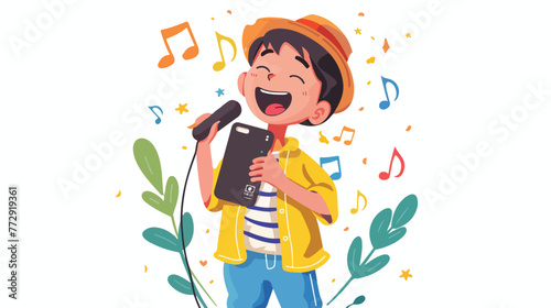 Singing simcard isolated with in the cartoon Flat vector