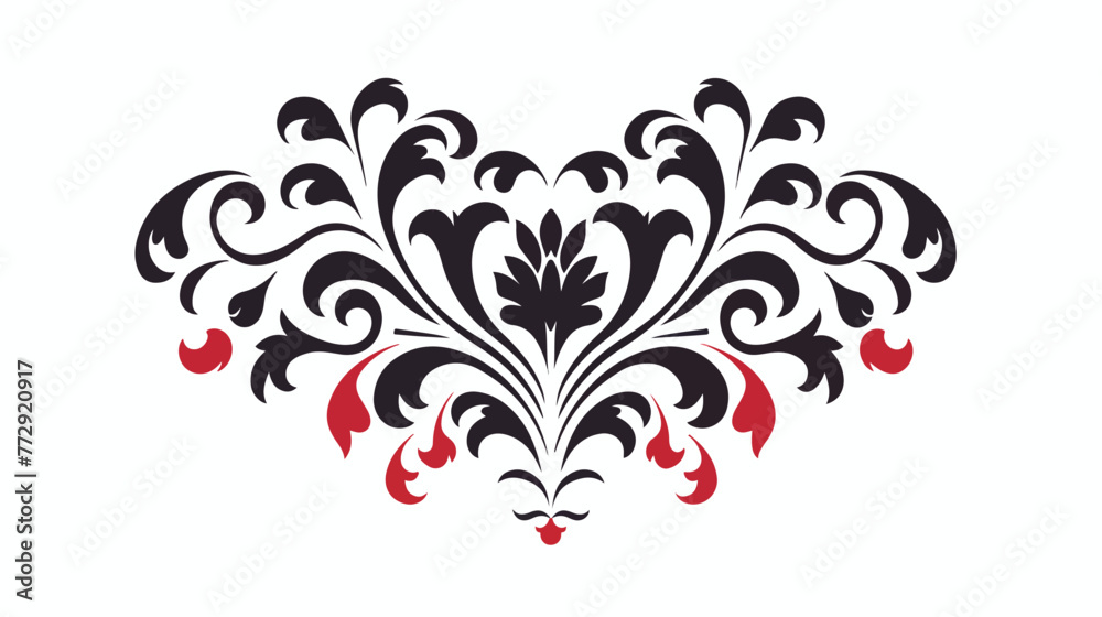 Stylized Victorian Gothic ornament with hearts. Design