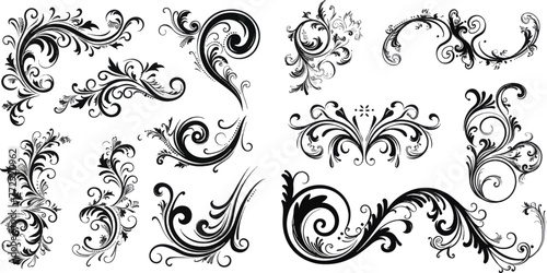 Ornamental curls, swirls divider and filigree ornaments