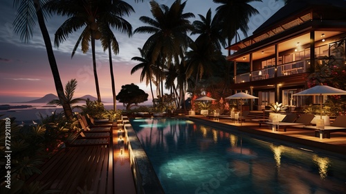 pool at night high definition(hd) photographic creative image