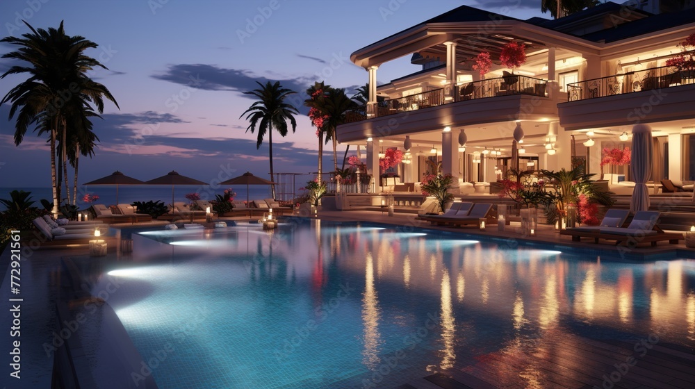 swimming pool at night  high definition(hd) photographic creative image