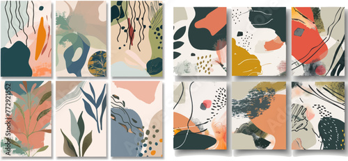 Banners with organic shapes and nature minimalistic florist textures