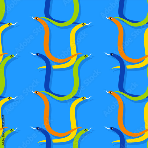 Snakes seamless background, vector dangerous venom snake pattern, vintage style drawing tile infinity wallpaper.