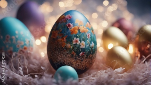 Generative AI. Perfect colorful handmade Easter eggs