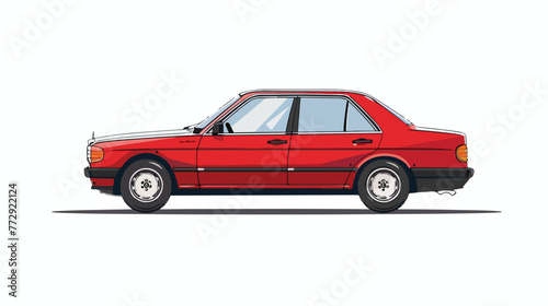 The red sedan car illustration Flat vector © Roses
