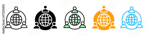 Remote Employment and Outsourcing Icons for Corporate Work and Freelancer Hiring