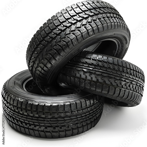 Rubber tires in a tire shop isolated on white background, photo, png
 photo