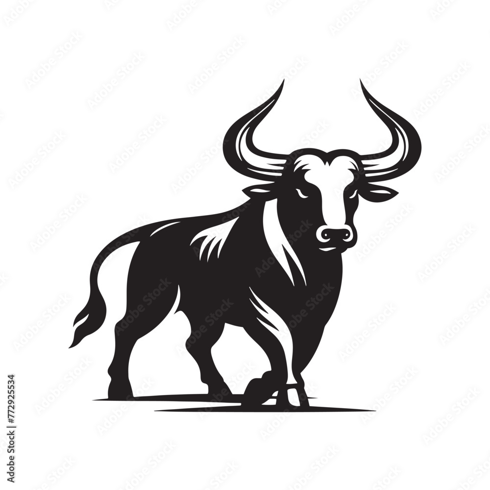 Vector Silhouette of an Ox Symbolizing Resilience and Endurance in ...