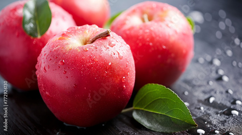 Zbliżenie na czerwone jabłuszka 