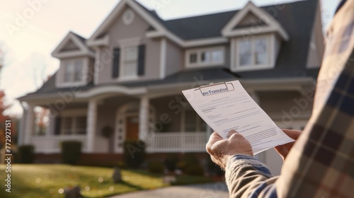 A person visiting an open house with a mortgage pre-approval letter in hand. photo