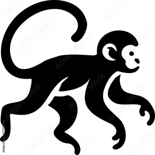 Silhouette de singe, flat design, vecteur noir sur fond transparent 