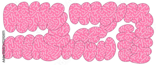 Gut microbiome pattern in abstract guts. Human intestine microbiota with healthy probiotic bacteria. Flat vector abstract medicine illustration of microbiology checkup.