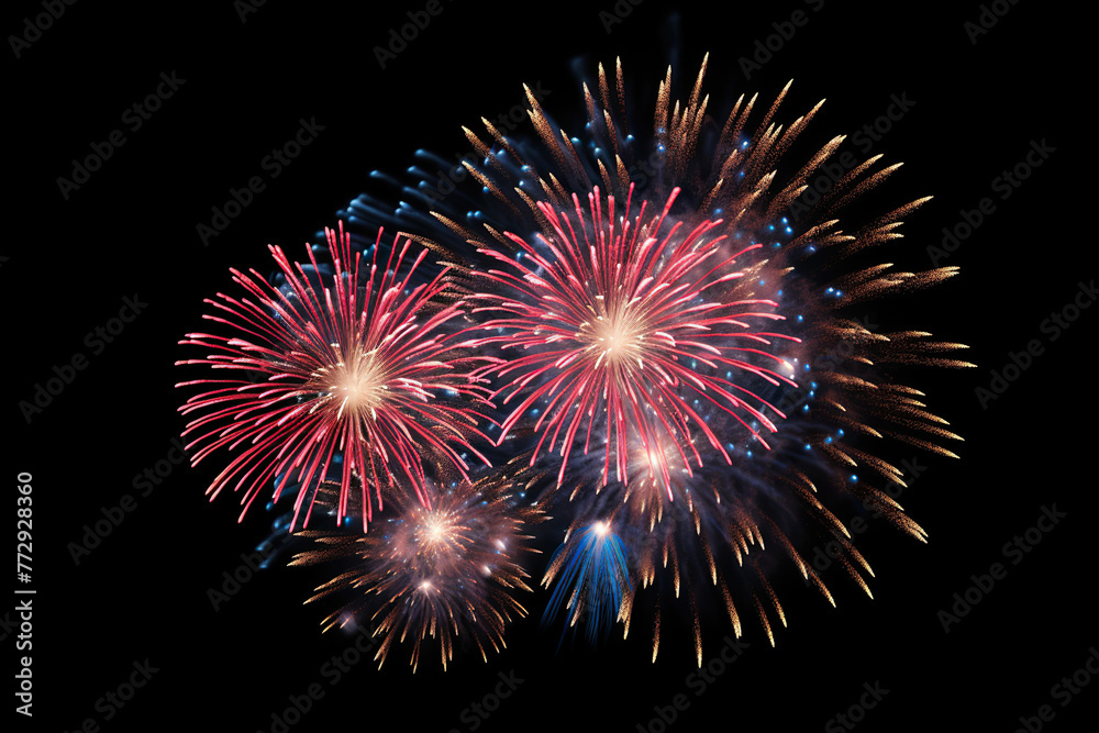 Generative ai on theme festive brightly fireworks on twilight background high in dark sky Generative ai on theme festive brightly fireworks on twilight background high in dark sky