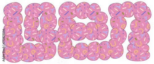 Abstract Intestines shape with microbiota ornate pattern. Healthy guts concept. Vector hand drawn illustration.