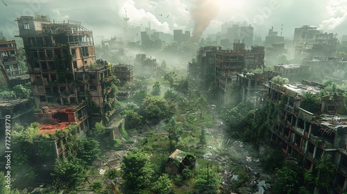 Abandoned Cityscape A Post-Apocalyptic Scene with a Twist Generative AI © Bipul Kumar